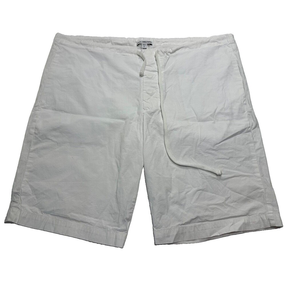 Men's Standard James Perse Casual Drawstring Button Fly Shorts 9" Size 2 White